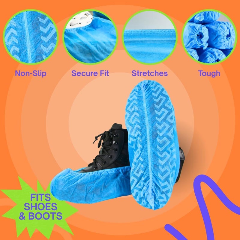 Frontline Disposable Shoe Covers Non-Slip – Premium Non-Woven, Durable, Booties Shoe Protectors – Water Resistant Thick Anti-Slip - One Size Fits Most, Indoor Use (100 Pack) - Image 5